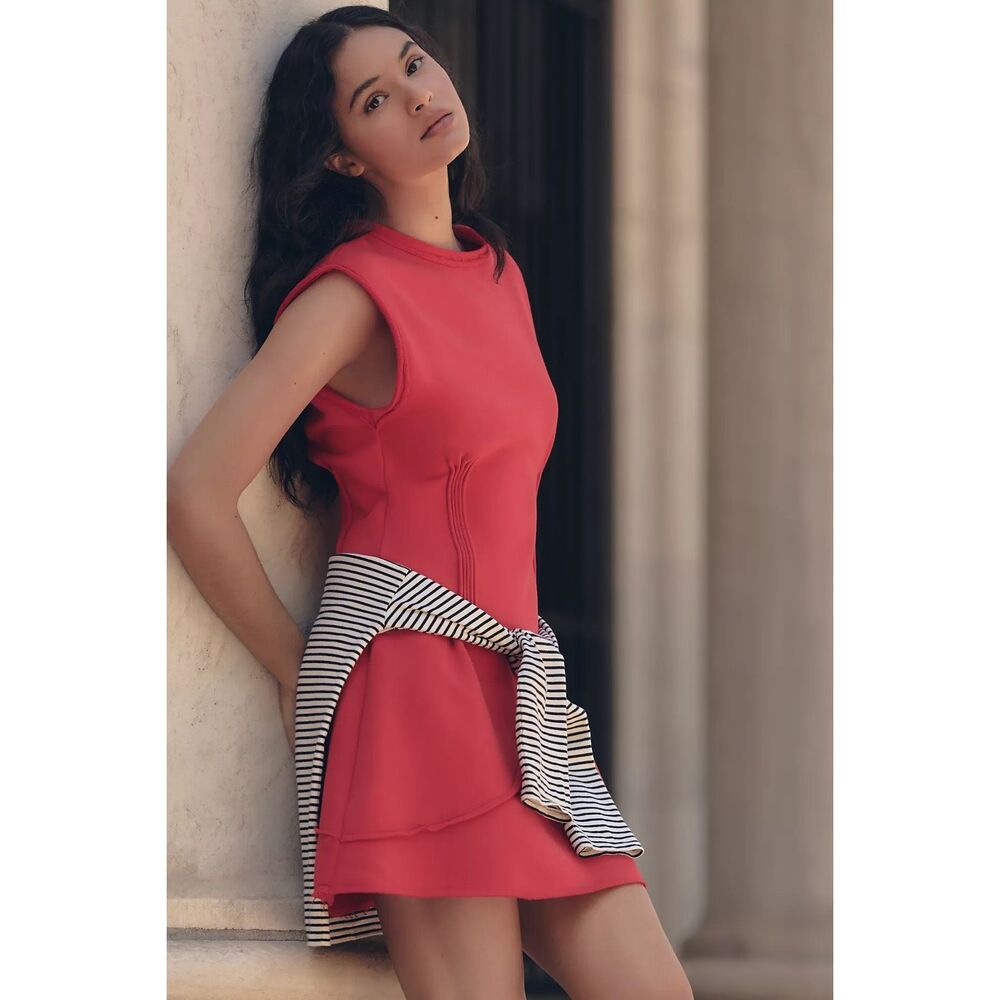 Anthropologie Daily Practice Pintuck Mini Dress Red Size XL NWT